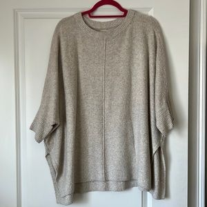 LOU & GREY Oatmeal Boucle Poncho-like Sweater